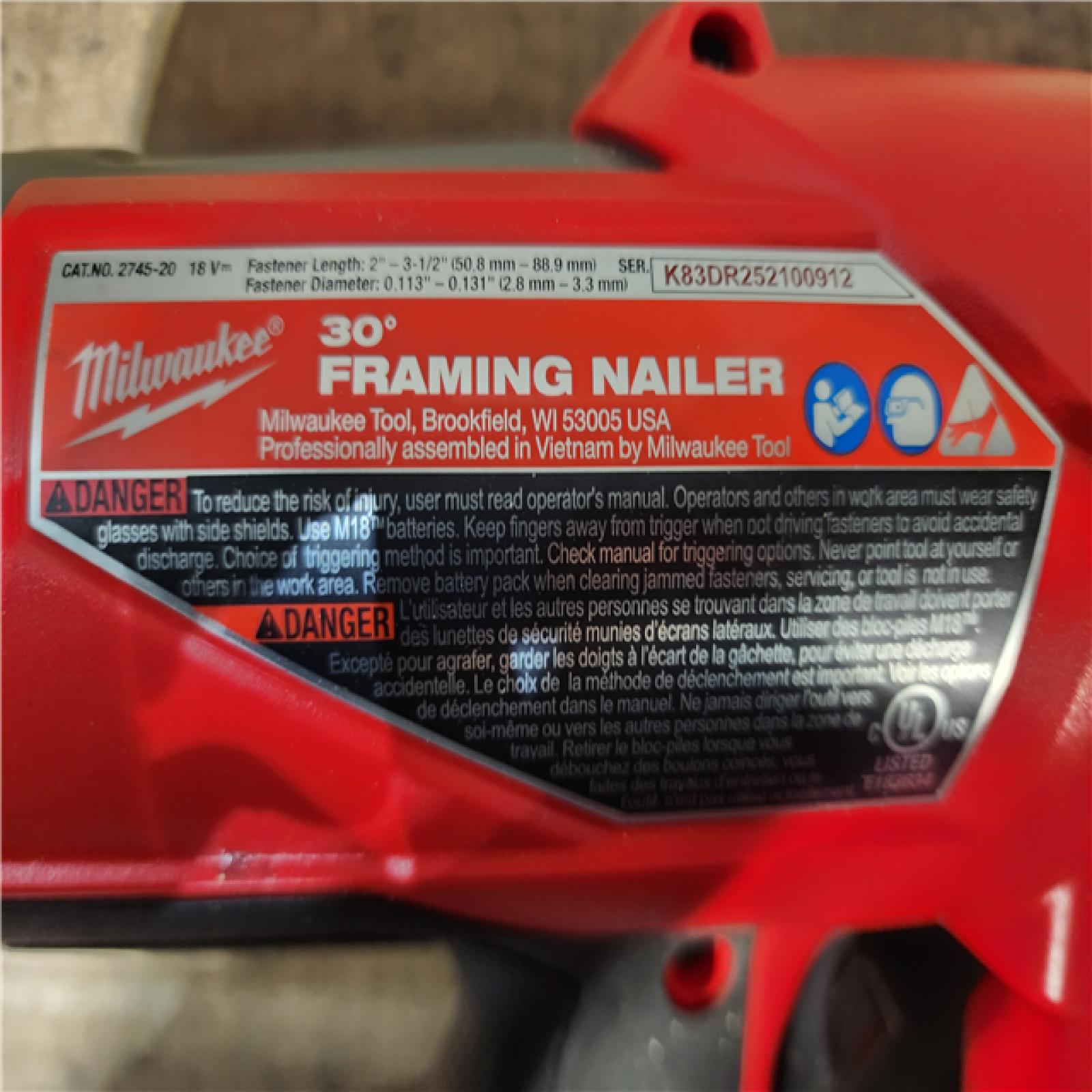 HOUSTON LOCATION - AS-IS (APPEARS LIKE NEW) M18 FUEL 3-1/2 in. 18-Volt 30-Degree Lithium-Ion Brushless Cordless Framing Nailer (Tool-Only)