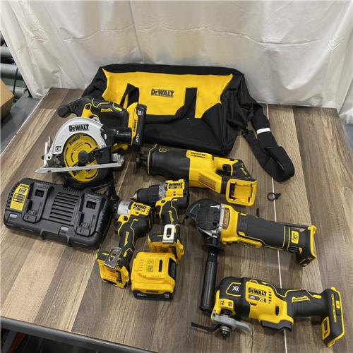 AS-IS DEWALT  20-Volt XR Lithium-Ion 6-Tool Cordless Combo Kit with (2) 5.0 Ah Battery Packs and Charger