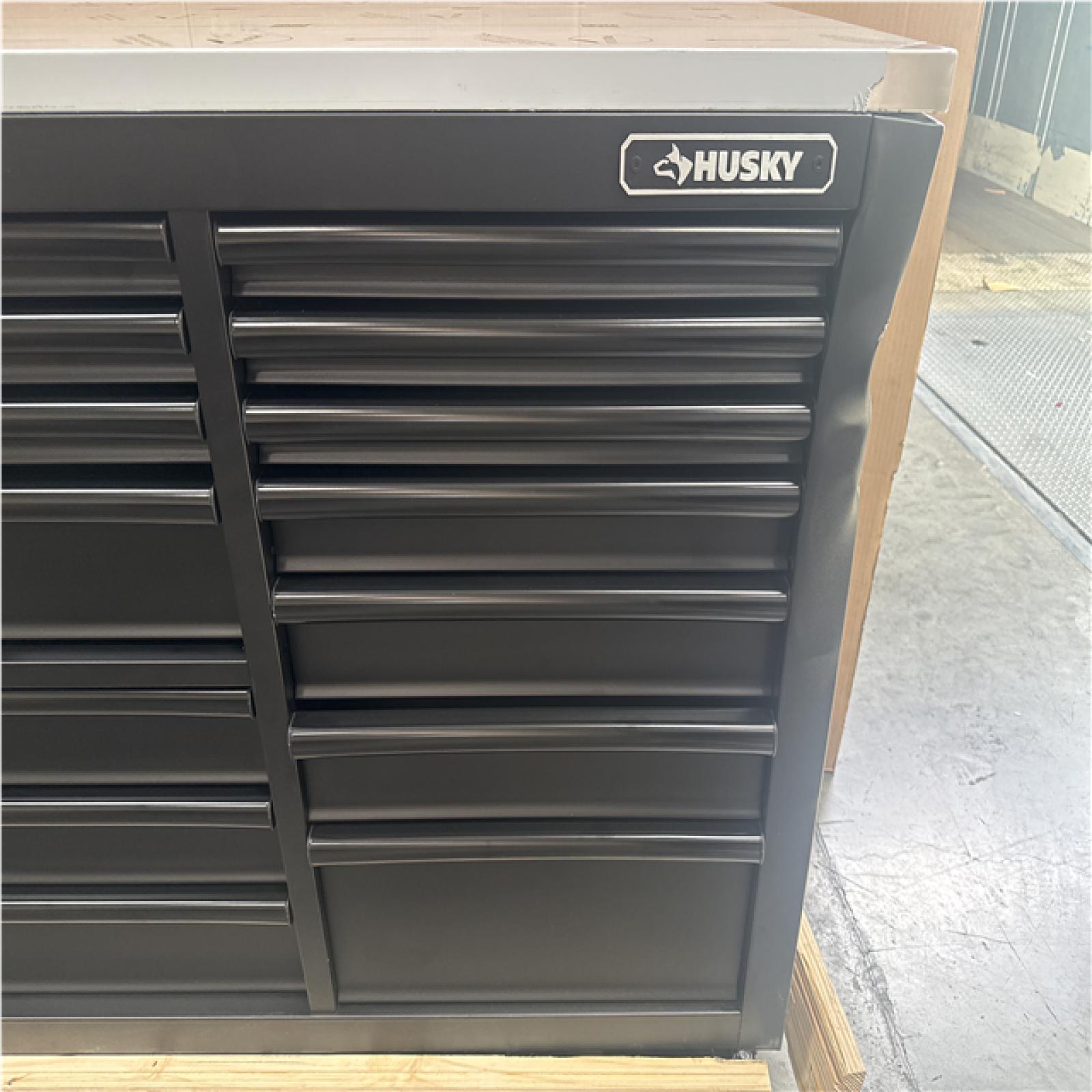 CALIFORNIA AS IS HUSKY 24 DRAWER WORKBENCH RIGHT SIDE DAMAGE TOP 5 DOORS STUCK