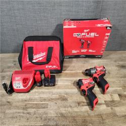 HOUSTON LOCATION - AS-IS Milwaukee FUEL 12-Volt Lithium-Ion Brushless Cordless Hammer Drill and Impact Driver Combo Kit