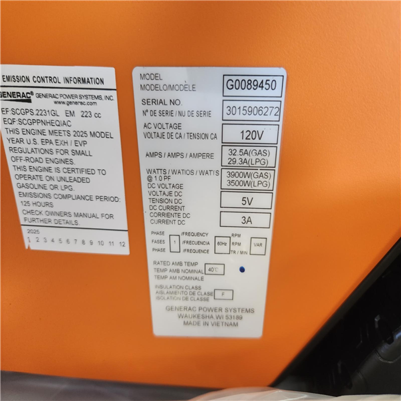 Phoenix NEW Generac 5200/3900-Watt Dual Fuel Inverter Generator  Fully Enclosed Case and Easy-To-Use Electric Start with Battery Included