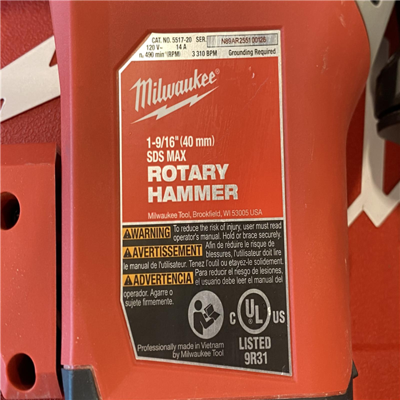 AS-IS Milwaukee 1-9/16 in. SDS-Max Rotary Hammer