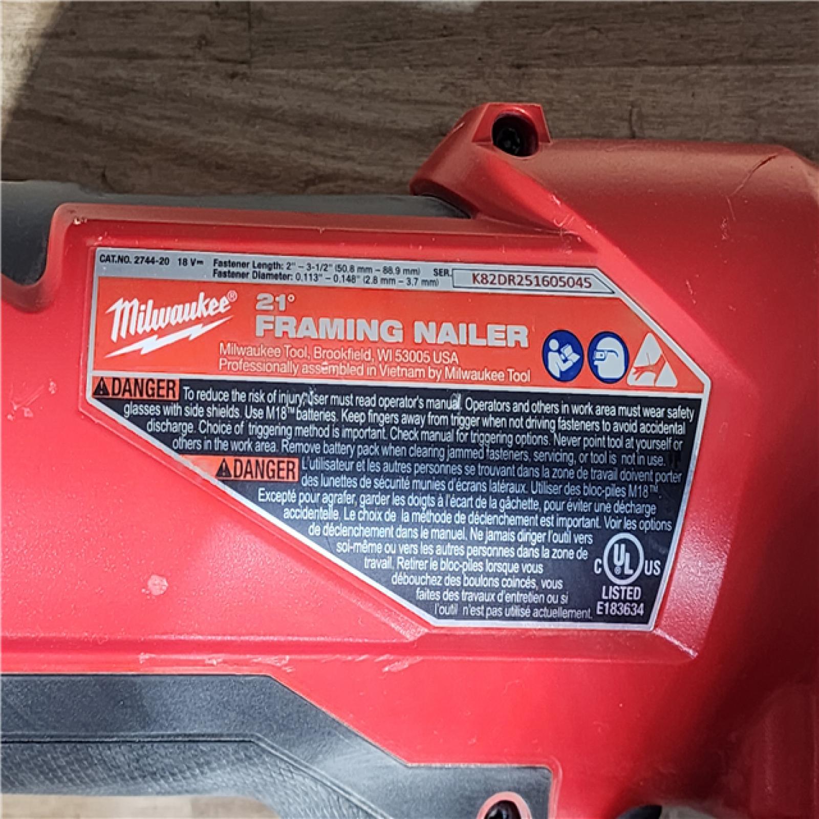 HOUSTON LOCATION - AS-IS Milwaukee FUEL 3-1/2 in. 18-Volt 21-Degree Lithium-Ion Brushless Cordless Framing Nailer (Tool-Only)