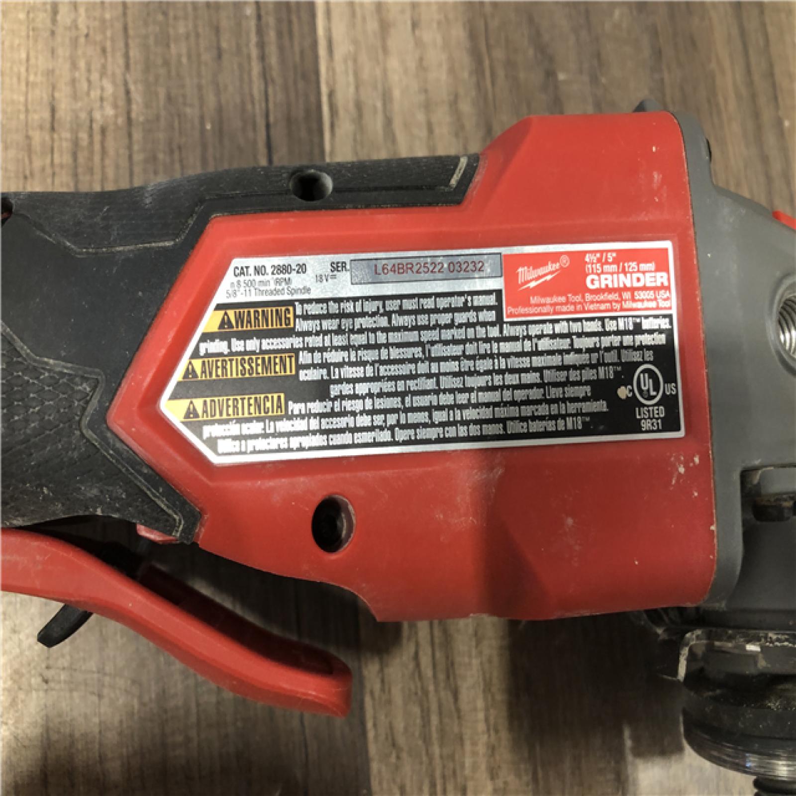 AS-IS Milwaukee FUEL 18V Lithium-Ion Brushless Cordless 4-1/2 in./5 in. Grinder w/Paddle Switch (Tool-Only)
