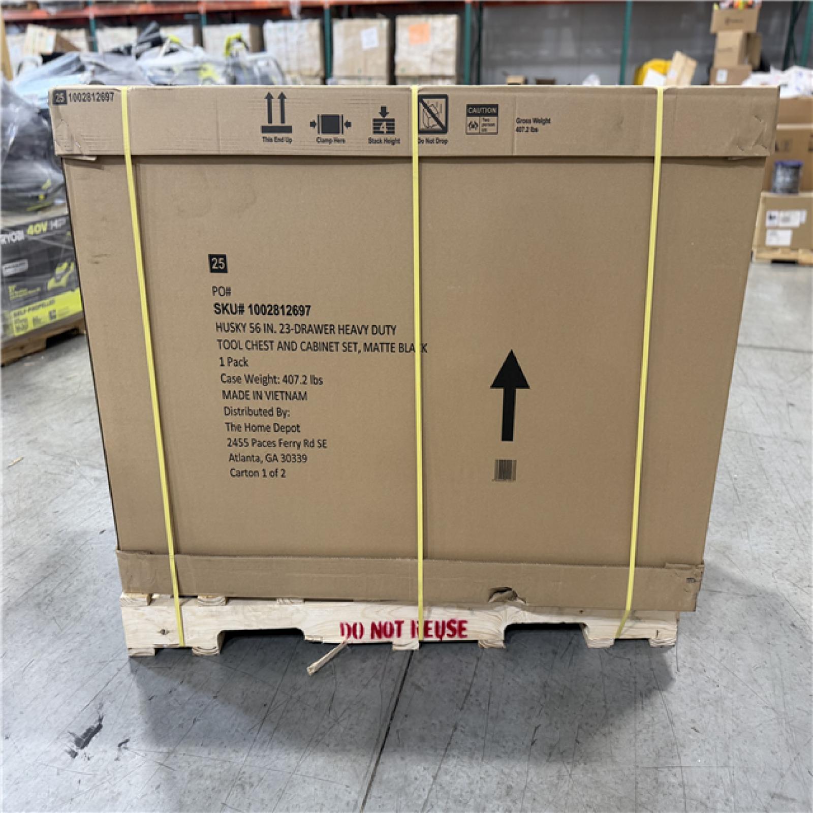 DALLAS LOCATION - HUSKY 56IN 23 DRAWER HEAVY DUTY WORK BENCH MATTE BLACK