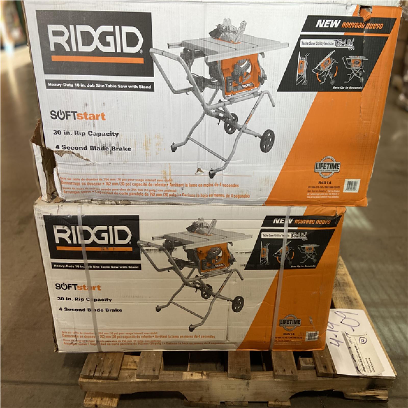 DALLAS LOCATION - RIDGID 15 Amp 10 in. Portable Corded Pro Jobsite Table Saw with Stand PALLET- (2 UNITS)