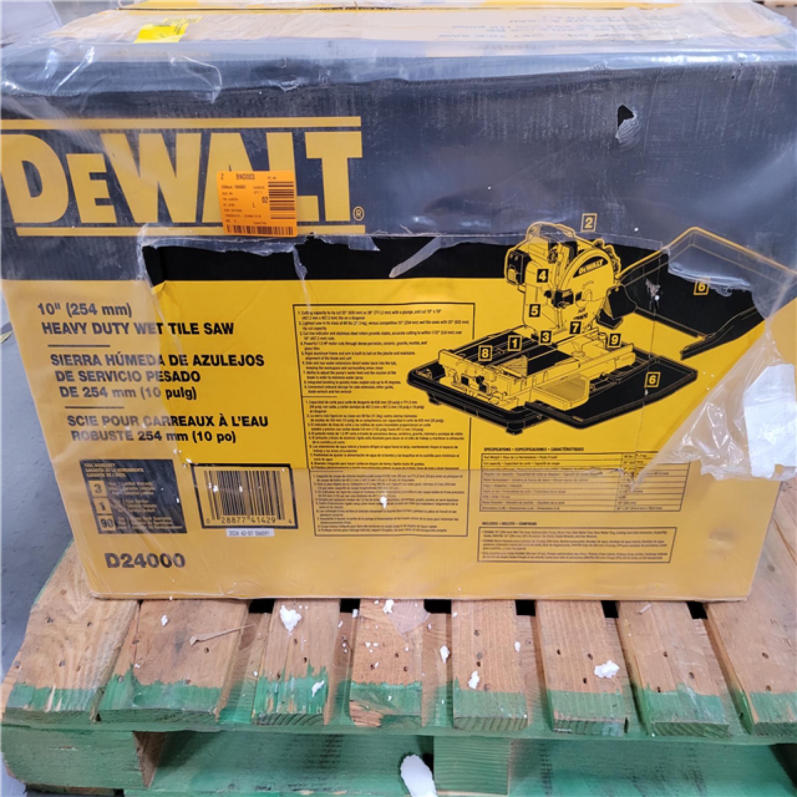 CALIFORNIA AS-IS DEWALT 10 (254mm) HEAVY DUTY WET TILE SAW