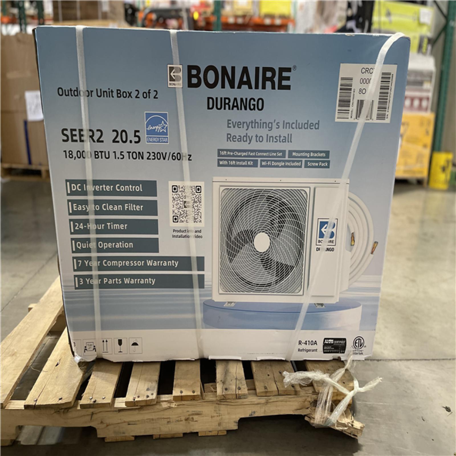 DALLAS LOCATION - NEW! BONAIRE DURANGO 18000 BTU 1.5 TON MINI SPLIT