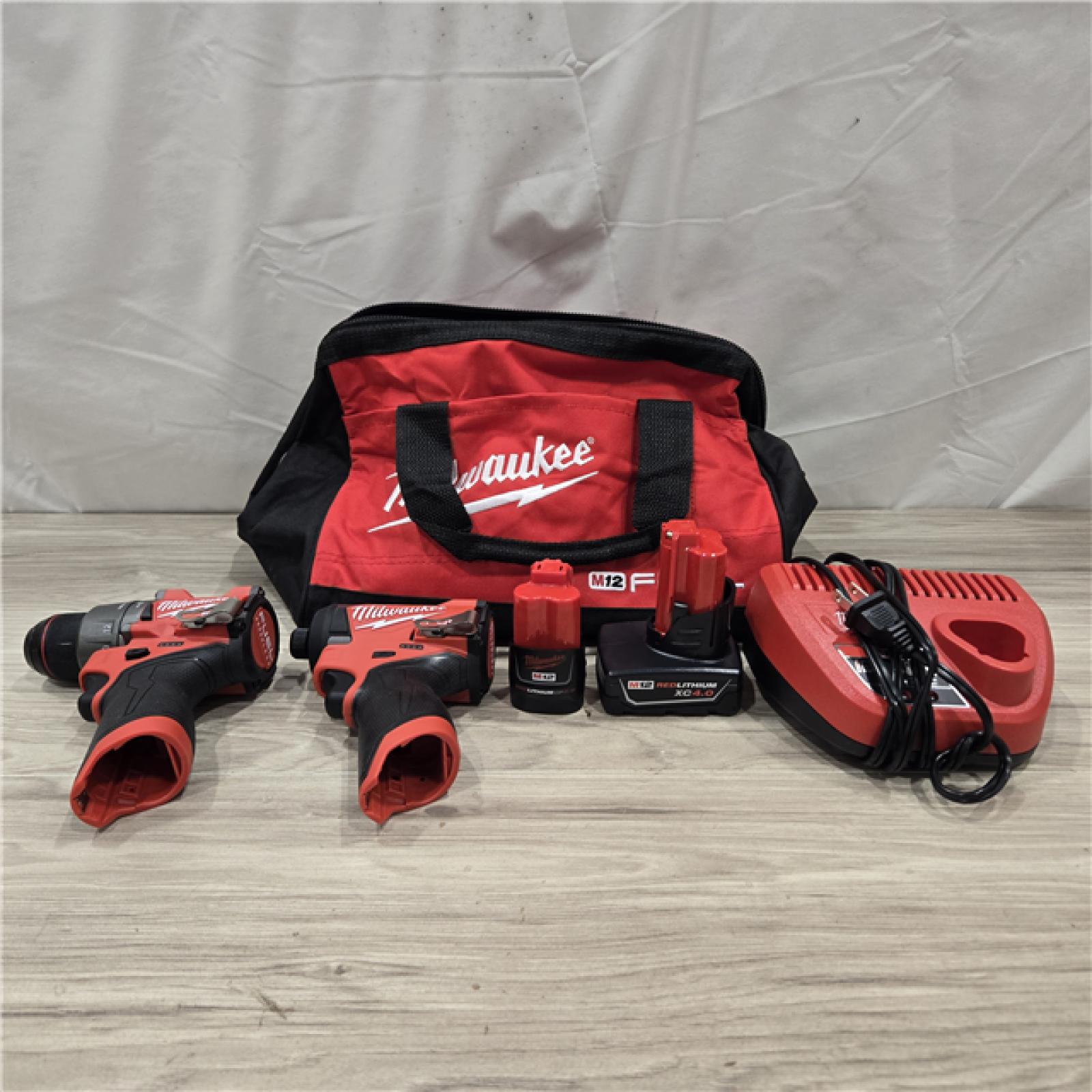 AS-IS Milwaukee 3497-22 12V Hammer Drill and Impact Driver Combo Kit