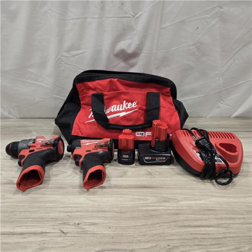 AS-IS Milwaukee 3497-22 12V Hammer Drill and Impact Driver Combo Kit