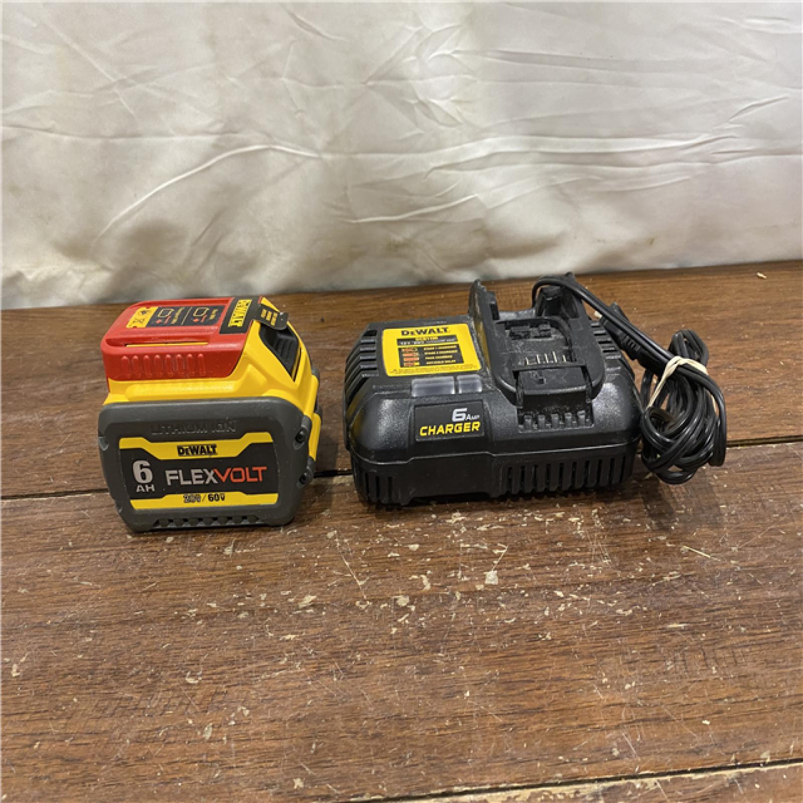 AS-IS DEWALT FLEXVOLT 20V/60V MAX Lithium-Ion 6.0Ah Battery Pack with 6 Amp Output Charger