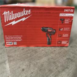 NEW! -Milwaukee M12 12V Lithium-Ion Cordless 3/8 in. Drill/Driver Kit with Two 1.5 Ah Batteries  Charger and Tool Bag