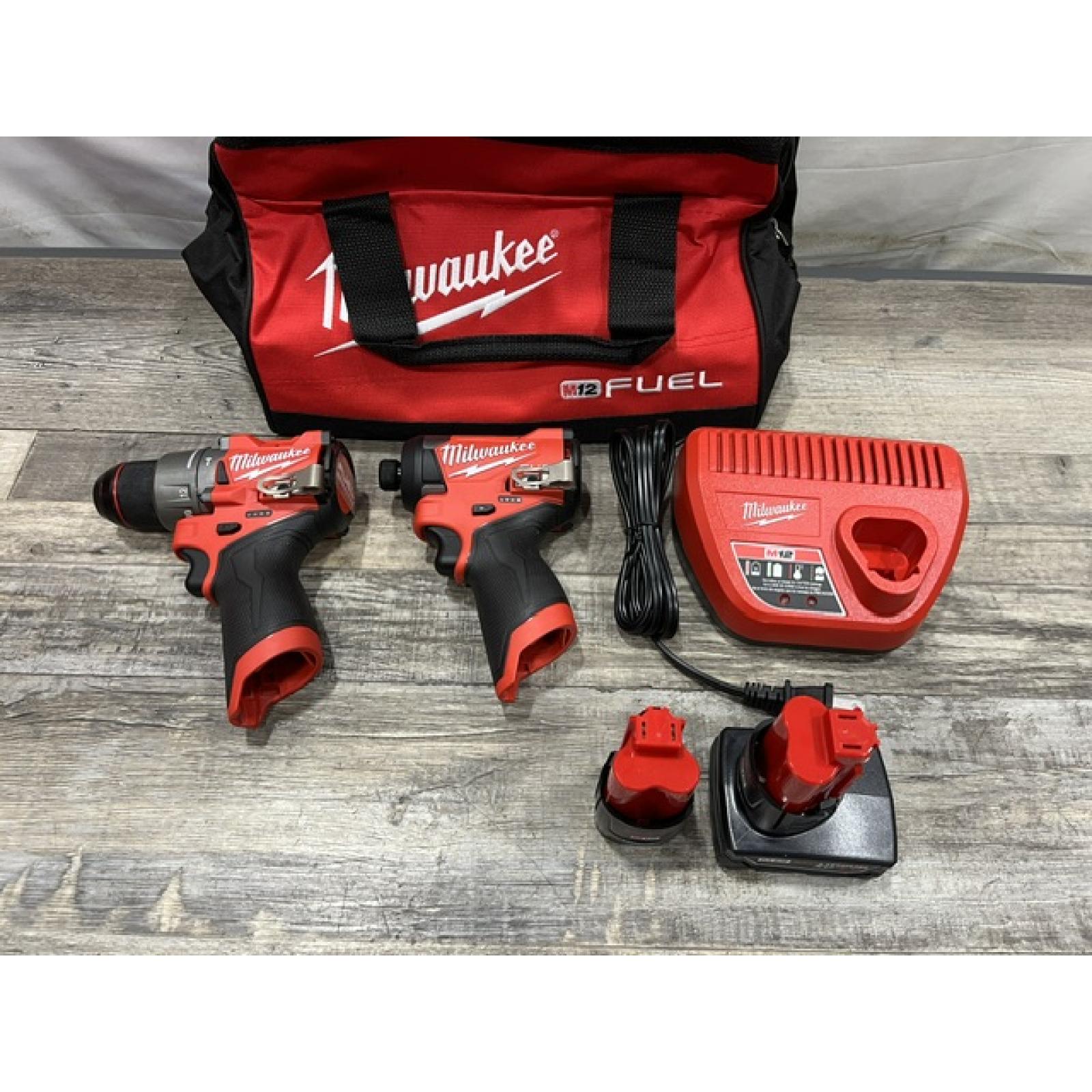 AS-IS Milwaukee FUEL 12-Volt Lithium-Ion Brushless Cordless Hammer Drill and Impact Driver Combo Kit