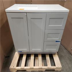 Phoenix LIKE NEW Glacier Bay Bannister 43 in. Single Sink Pearl Gray Freestanding Bath Vanity with Granite-Look Colorpoint White Cultured Marble Top
