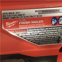 AS-IS Milwaukee FUEL 18V Lithium-Ion Brushless Cordless Gen II 15-Gauge Angled Nailer (Tool-Only)