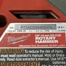 AS-IS Milwaukee FUEL 18V Lithium-Ion Brushless Cordless 5/8 in. SDS-Plus Rotary Hammer (Tool-Only)
