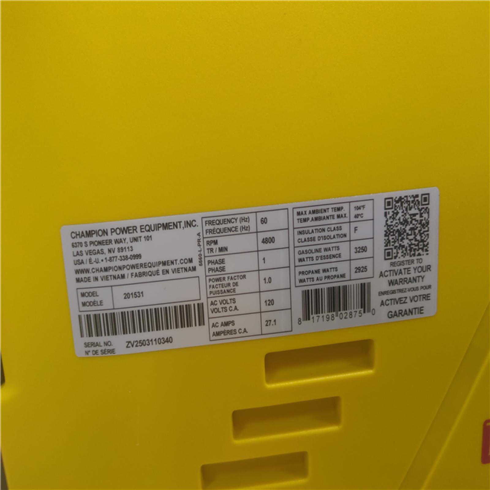 CALIFORNIA AS-IS CHAMPION PORTABLE POWER GENERATOR