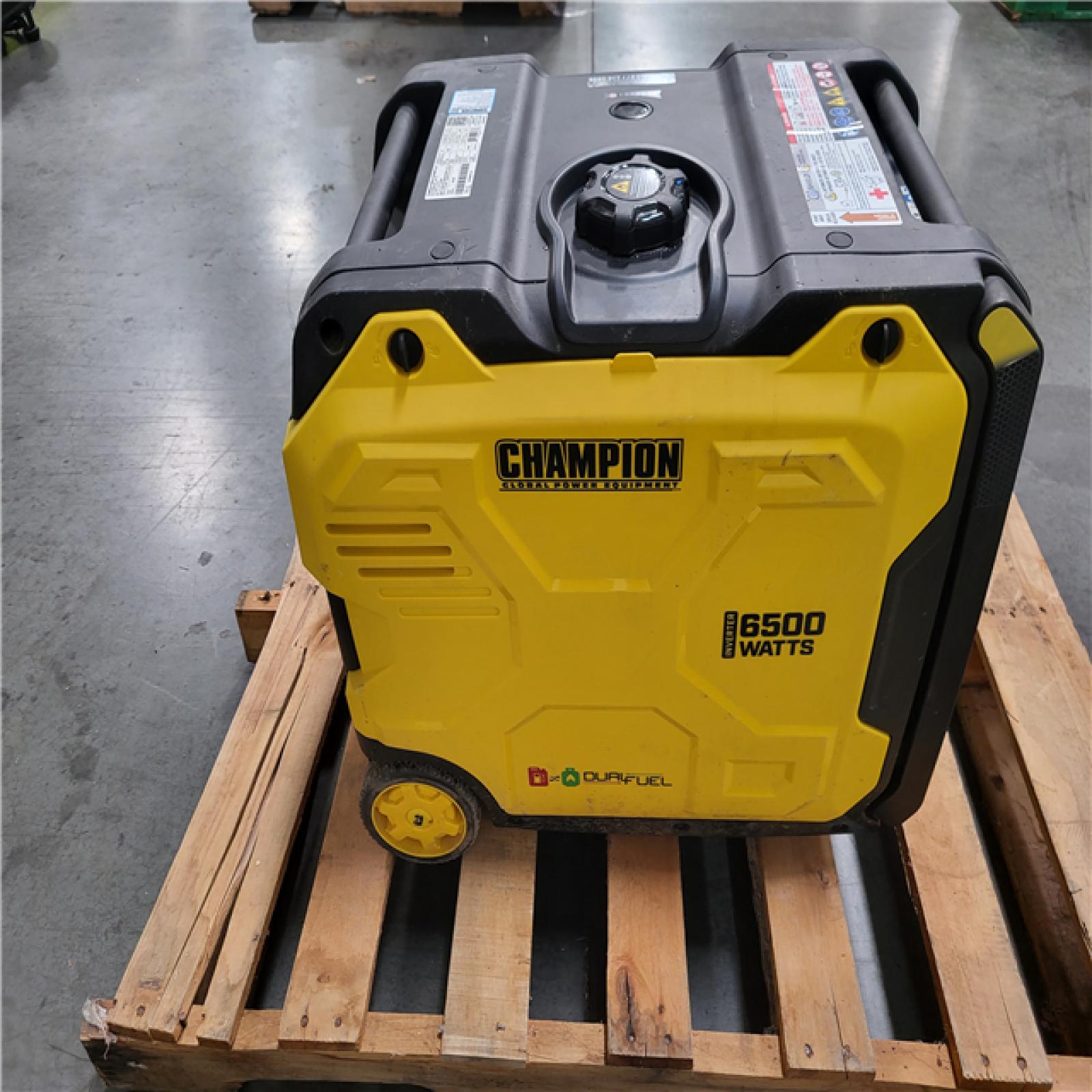 CALIFORNIA AS-IS CHAMPION 6500-Watt Recoil Start Gasoline and Propane Powered Dual Fuel Inverter Portable Generator