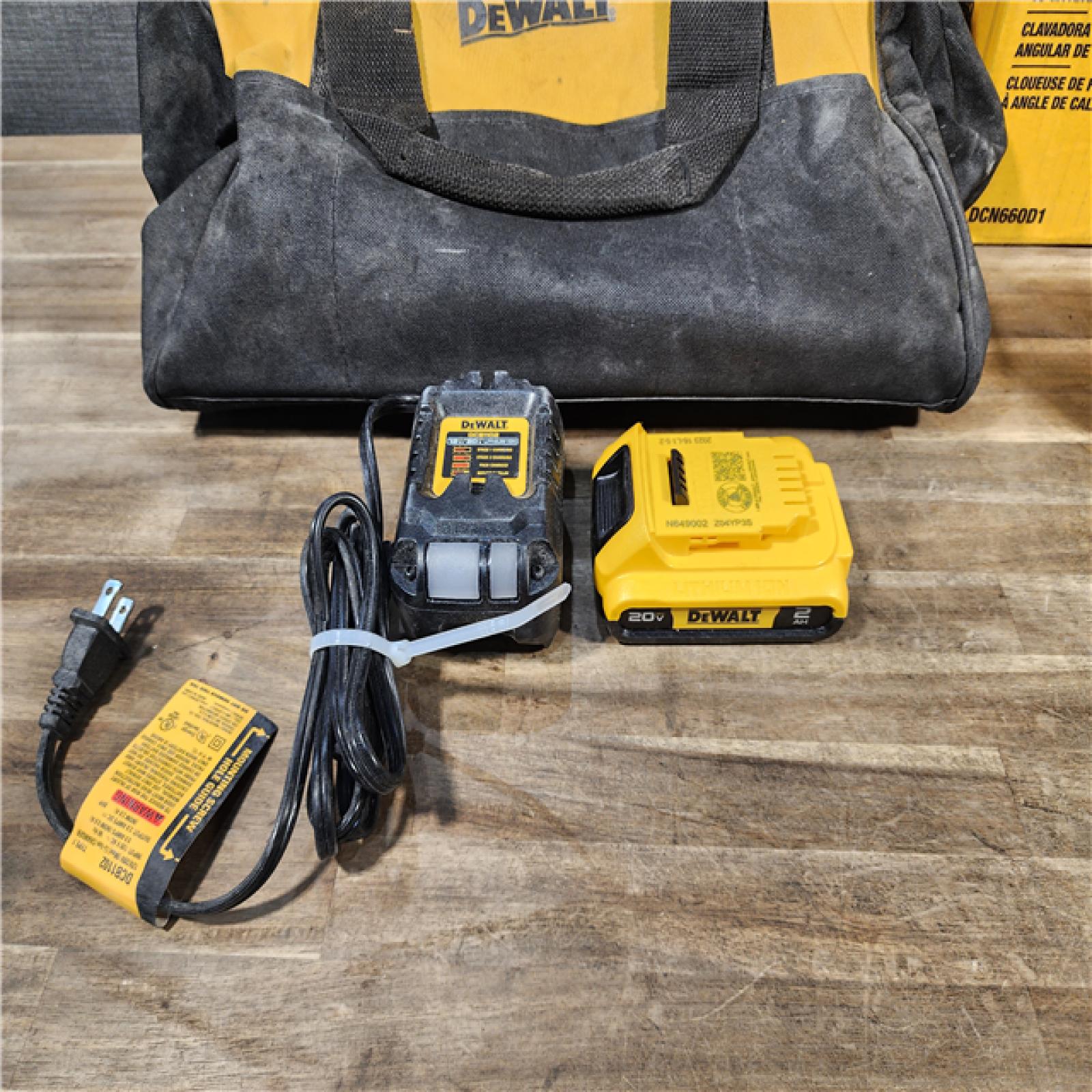 HOUSTON LOCATION - AS-IS DeWalt DCN660D1 20V 16 Gauge Cordless Angled Finish Nailer Kit W/ 2Ah Battery