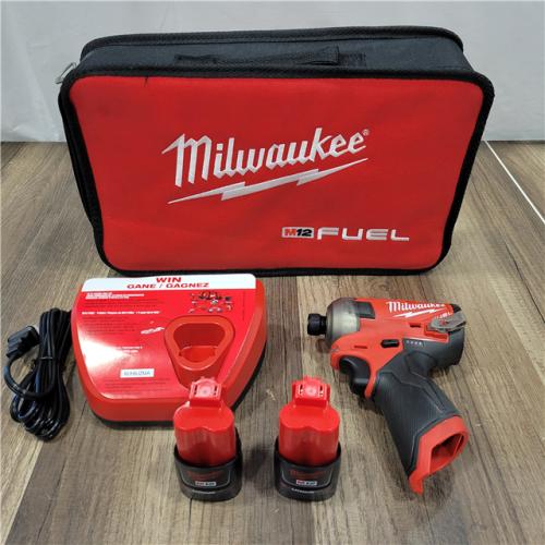 AS-IS Milwaukee M12 FUEL SURGE 12V Lithium-Ion Brushless Cordless 1/4 in. Hex Impact Driver Compact Kit W/Two 2.0Ah Batteries, Bag
