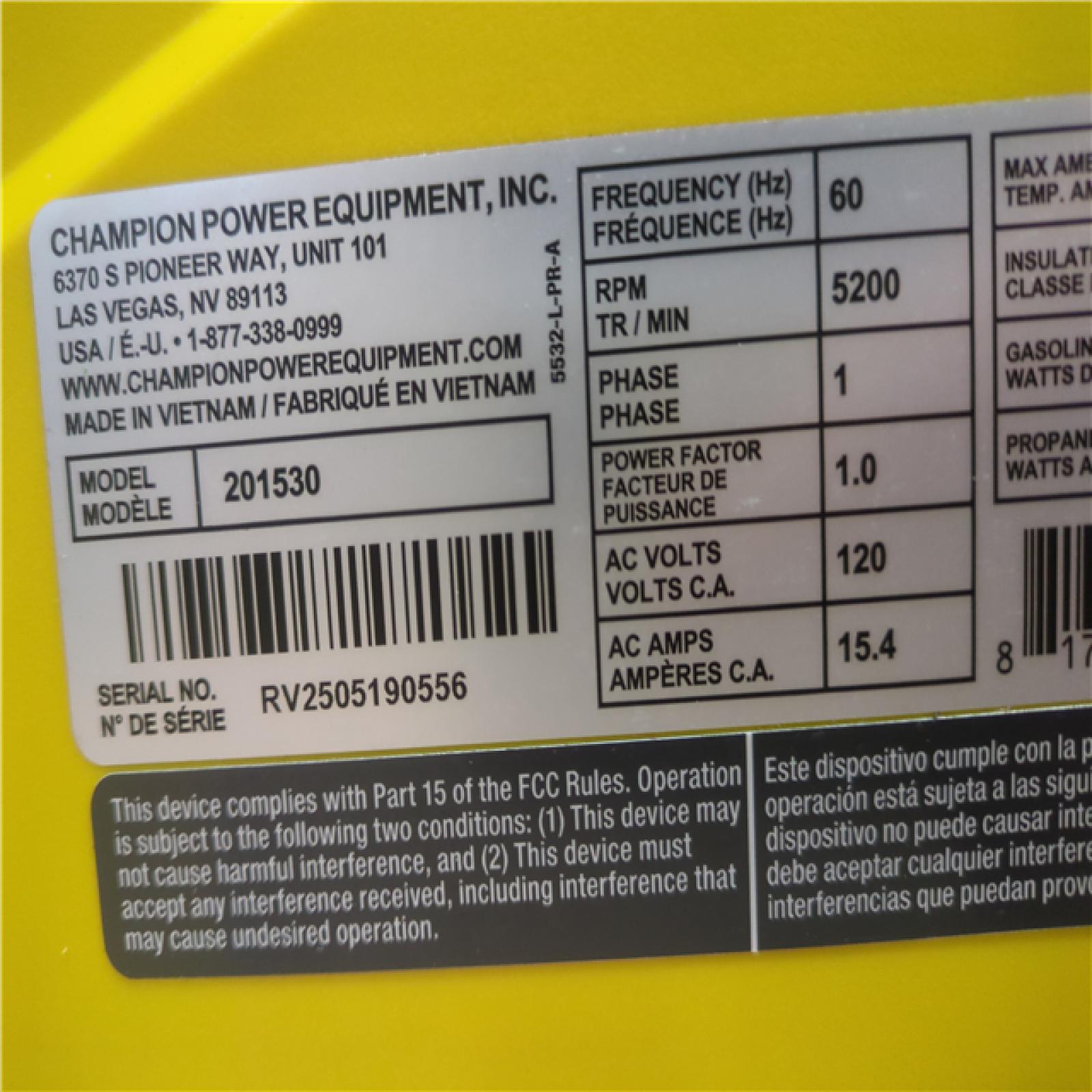 CALIFORNIA AS-IS CHAMPION PORTABLE POWER GENERATOR