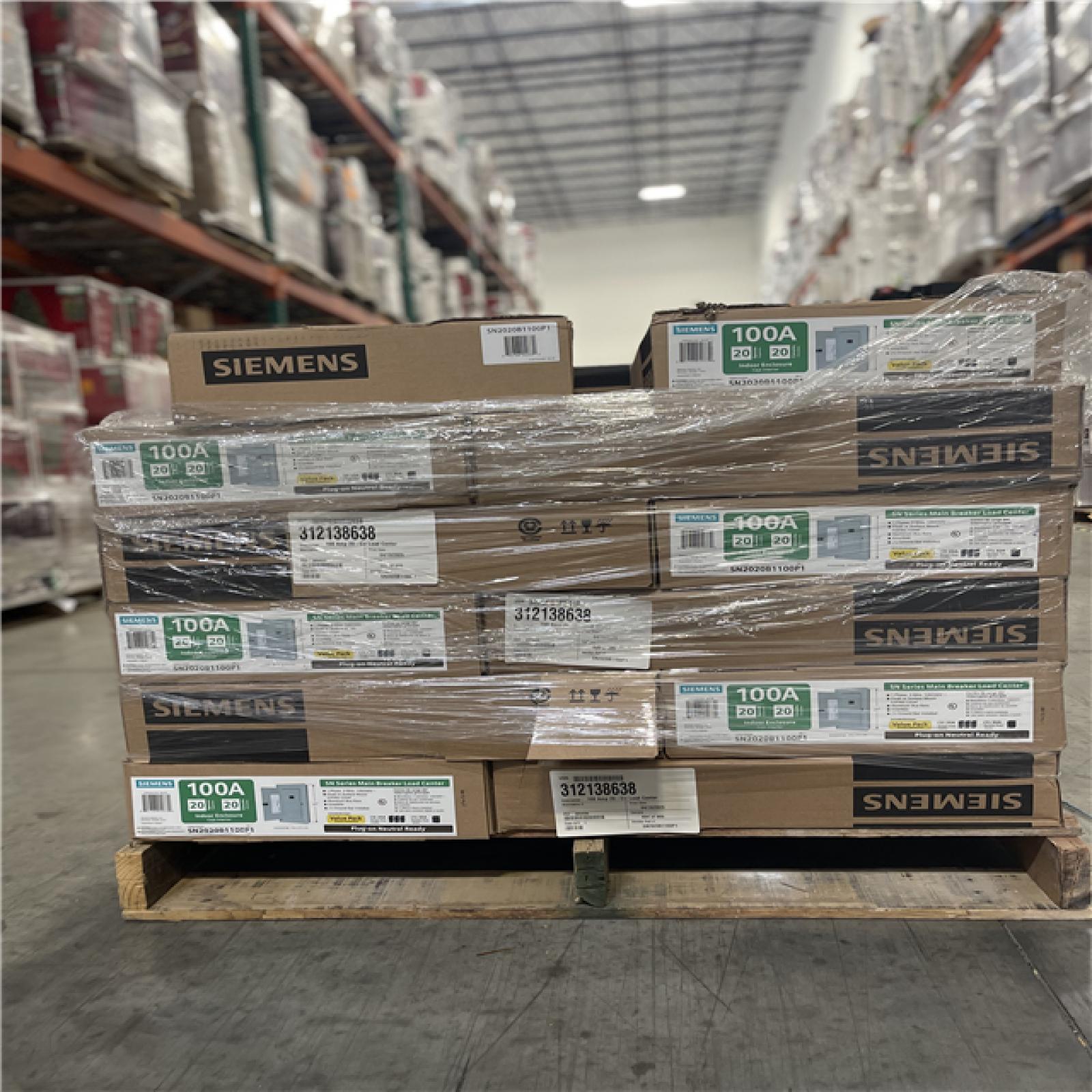 DALLAS LOCATION- NEW! SIEMENS SN Series 100 AMP 20 Cir Load Center PALLET ( 23 UNITS)