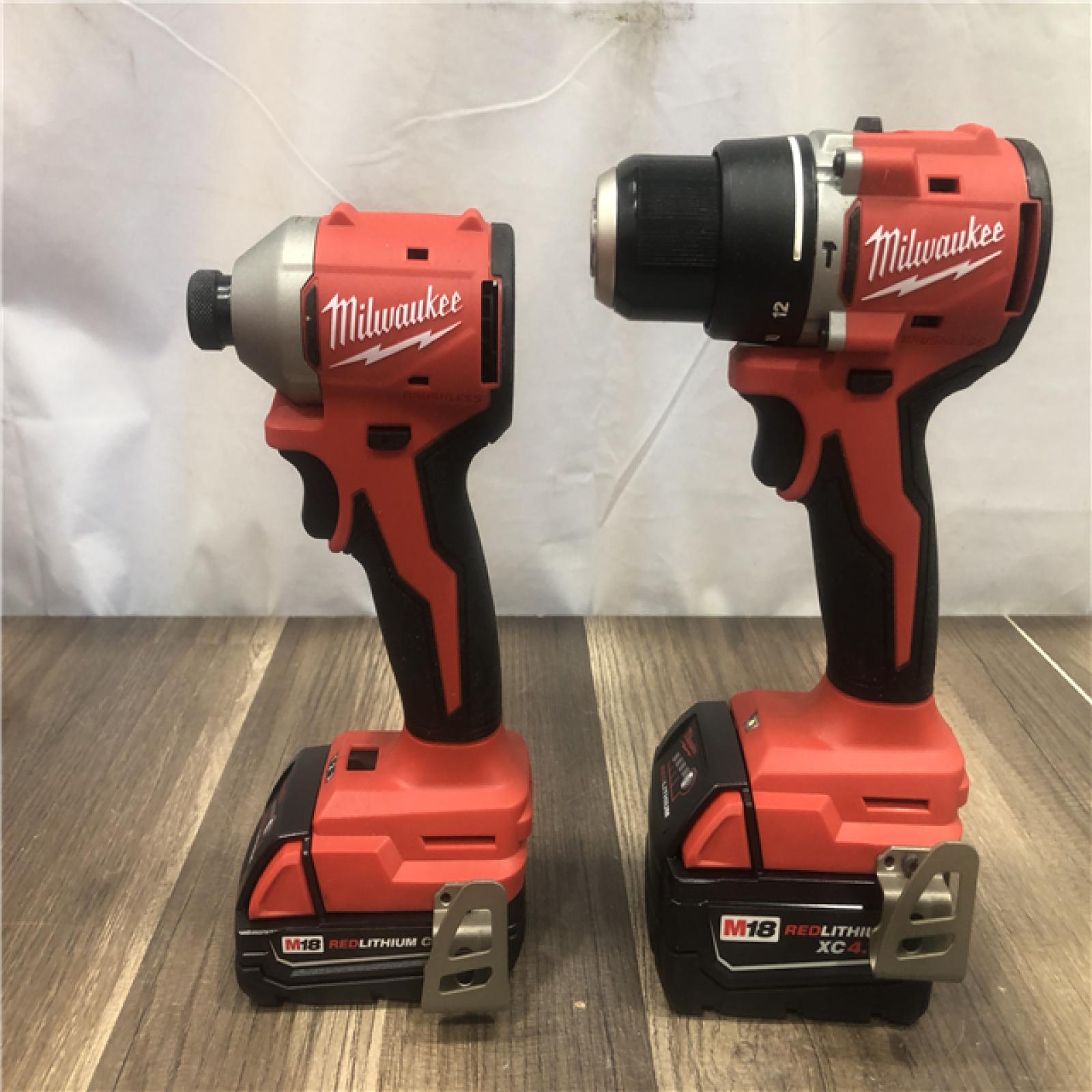 AS-IS Milwaukee 18-Volt Lithium-Ion Brushless Cordless Compact Hammer Drill/Impact Combo Kit