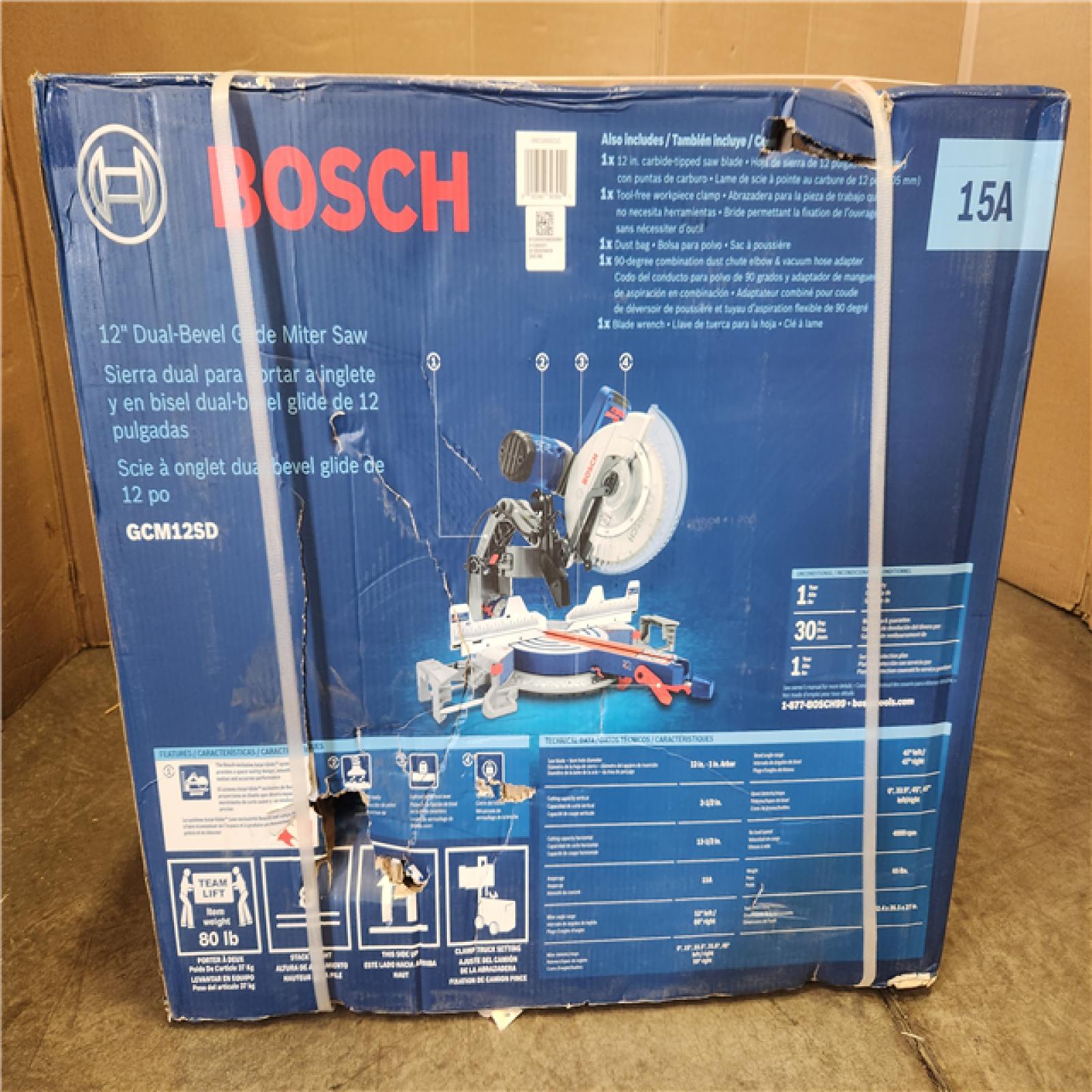 Phoenix NEW Bosch 15 Amp 12 in. Corded Dual-Bevel Sliding Glide Miter Saw with 60 Tooth Saw Blade SEALED