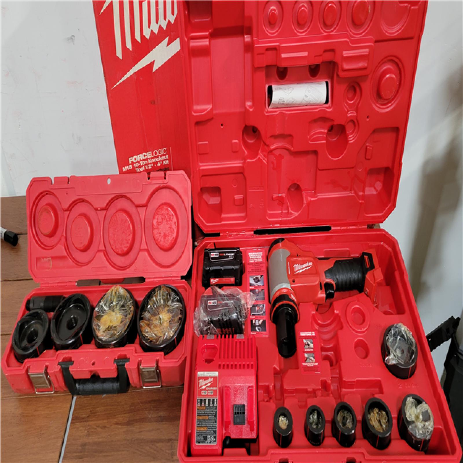California AS-IS Milwaukee Force Logic M18 10-Ton Knockout Tool  Includes (2) Batteries  Charger & Hard Case; Appears in Excellent Condition