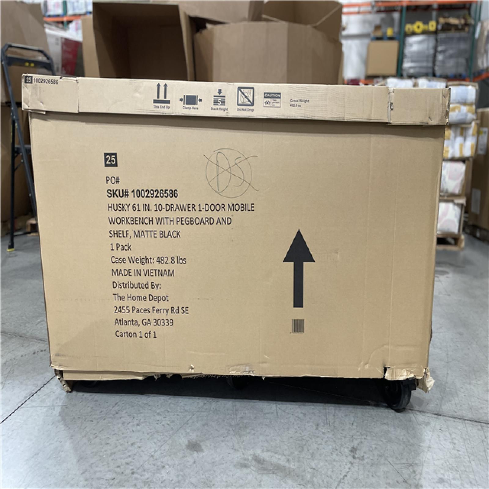 DALLAS LOCATION- AS-IS HUSKY 61 in. W x 26 in. D Heavy Duty 10-Drawer 1-Door Mobile Workbench
