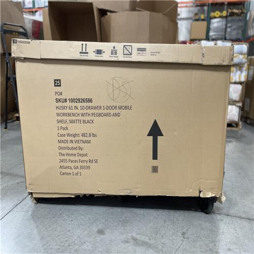 DALLAS LOCATION- AS-IS HUSKY 61 in. W x 26 in. D Heavy Duty 10-Drawer 1-Door Mobile Workbench