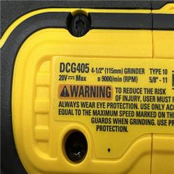 AS-IS DEWALT 20V MAX XR Cordless Brushless 4.5 in. Slide Switch Small Angle Grinder with Kickback Brake (Tool Only)