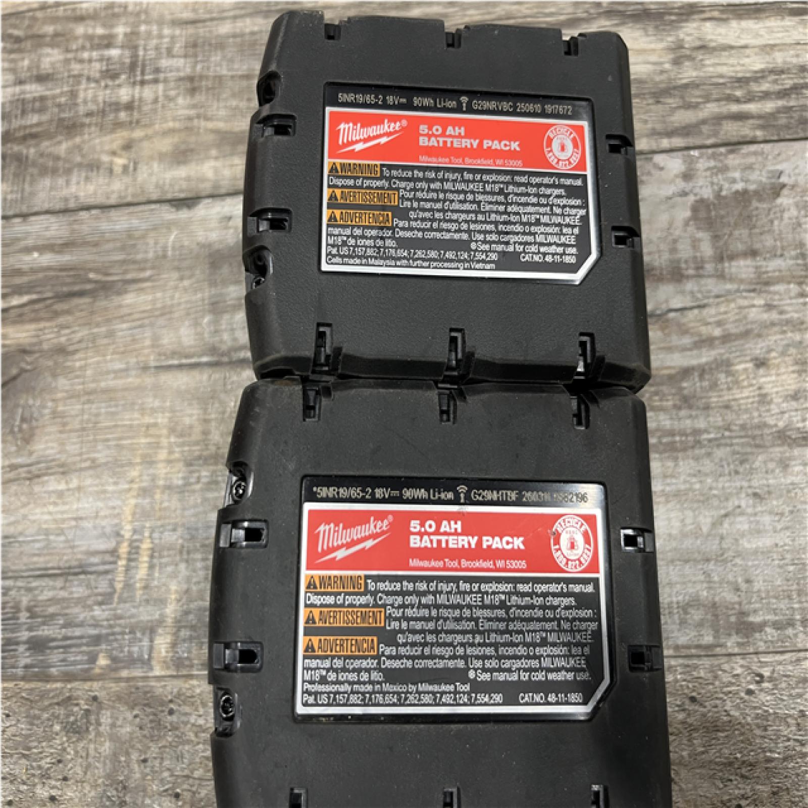 AS-IS Milwaukee 18-Volt Lithium-Ion XC Extended Capacity 5.0 Ah Battery Pack (2-Pack)