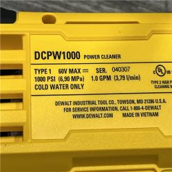 AS-IS DEWALT FLEXVOLT 60V MAX 1000 PSI 1.0 GPM Cold Water Cordless Power Cleaner (Tool Only)