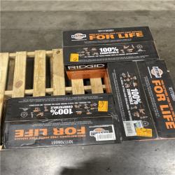 Dallas Location - NEW- 	RIDGID 18V Cordless 8-Tool Combo Kit with 2.0 Ah Battery  4.0 Ah Battery  Charger  and Tool Bag(Lot Of 3)