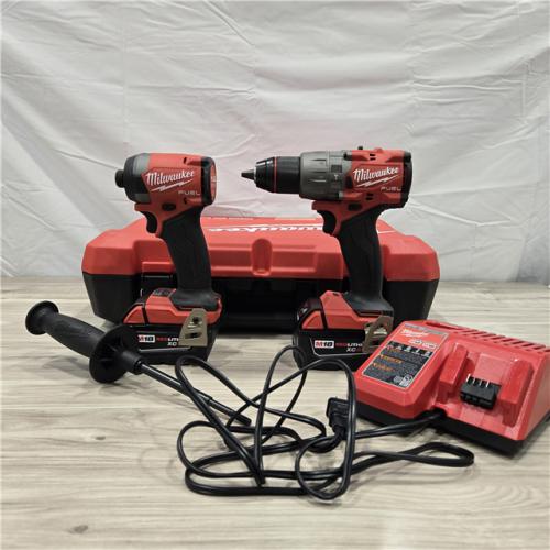 AS-IS MILWAUKEE FUEL 18V Lithium-Ion Brushless Cordless Hammer Drill and Impact Driver Combo Kit (2-Tool) with 2 Batteries