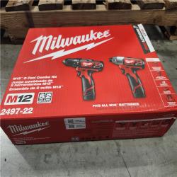 NEW! -  Milwaukee M12 12V Lithium-Ion Cordless Hammer Drill/Impact Driver Combo Kit (2-Tool) with (2) 1.5Ah Batteries  Charger & Bag