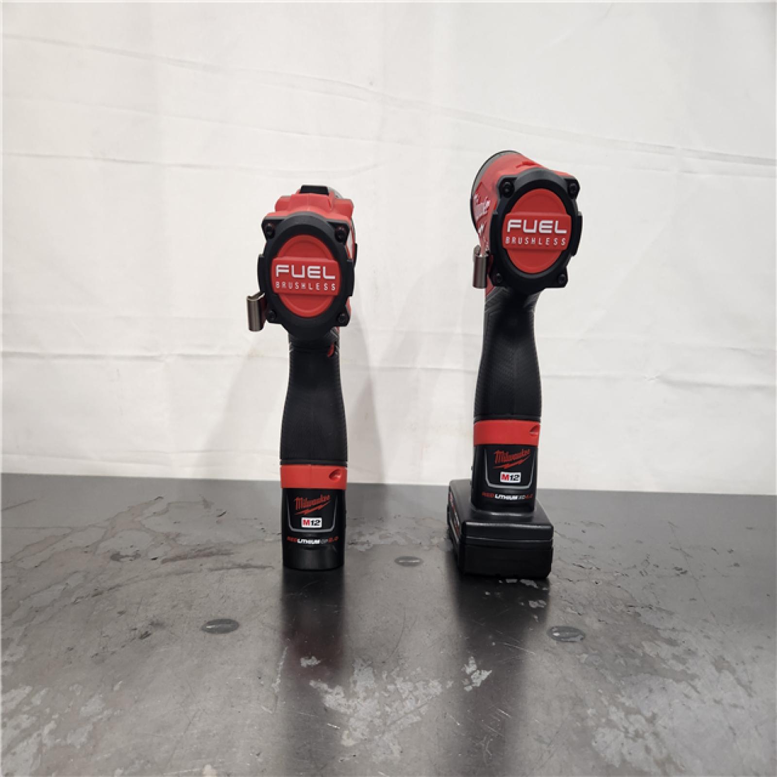 AS-IS- Milwaukee FUEL 12-Volt Lithium-Ion Brushless Cordless Hammer Drill and Impact Driver Combo Kit