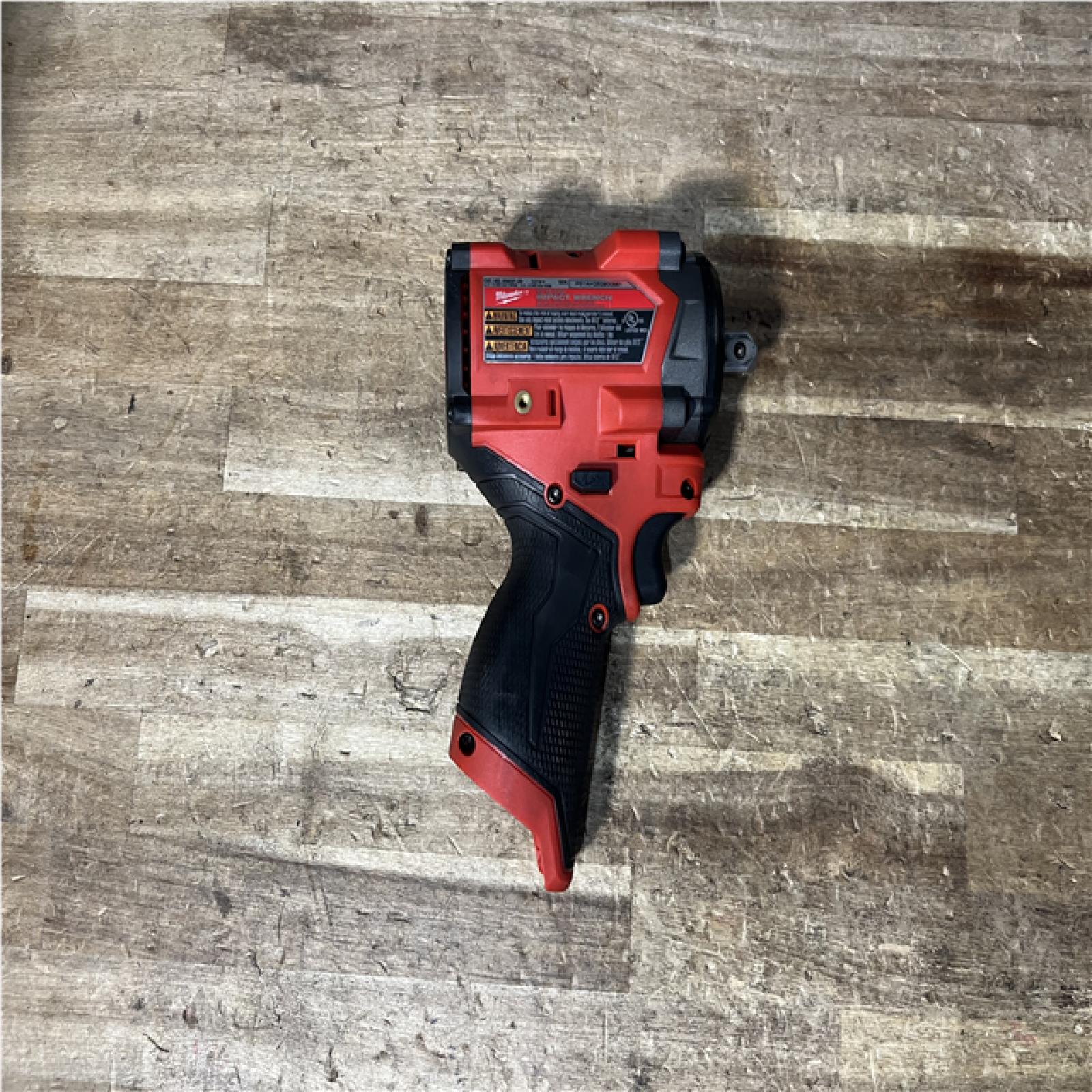 Houston Location AS-IS Milwaukee FUEL 12V Lithium-Ion Brushless Cordless Stubby 1/2 in. Impact Wrench with Pin Detent (Tool-Only)