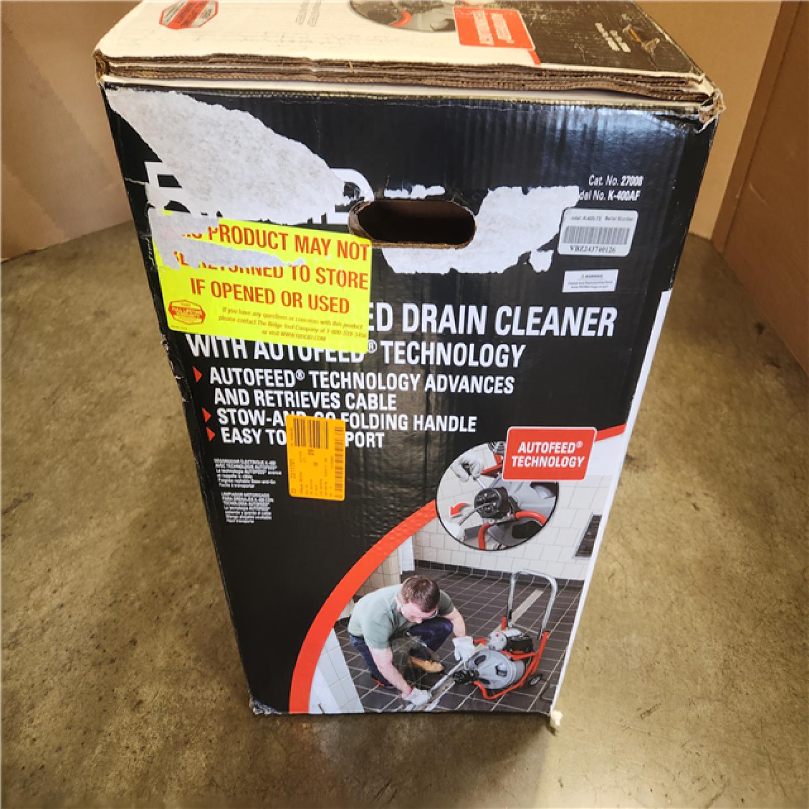 Phoenix NEW RIDGID K-400 AutoFeed Drain Cleaning Snake Auger 120-Volt Drum Machine and C-32IW 3/8 in. x 75 ft. Cable + Tool Set & Gloves (SEALED)