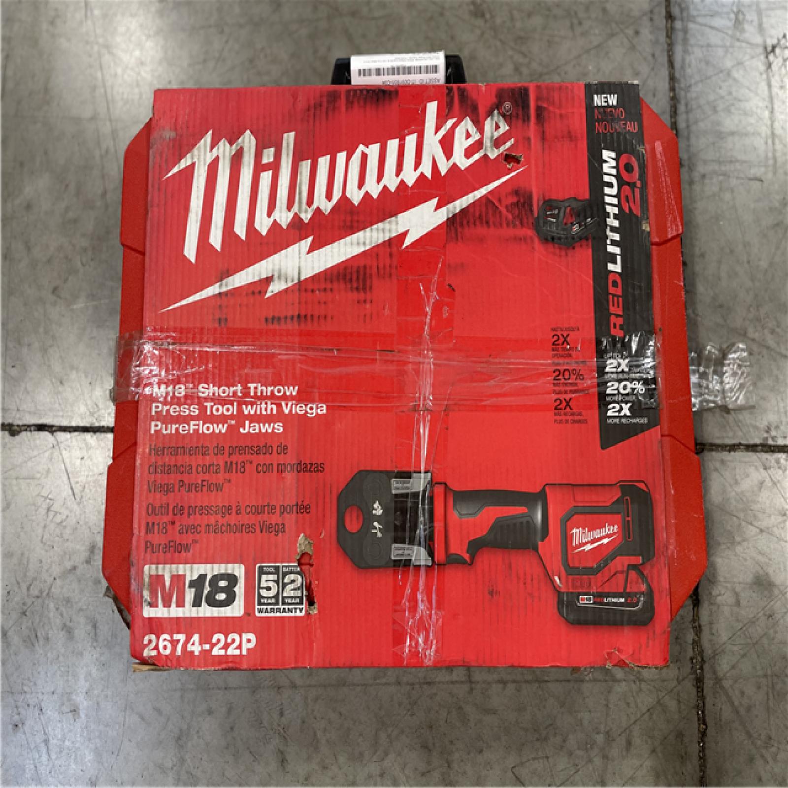 DALLAS LOCATION- AS-IS Milwaukee M18 18V Cordless Short Throw PEX Press Tool Kit
