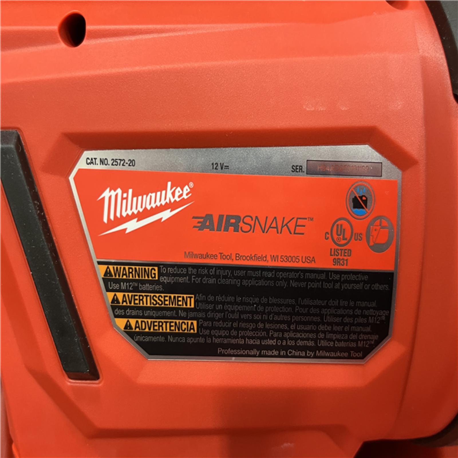 AS-IS Milwaukee 12-Volt Lithium-Ion Cordless Drain Cleaning Airsnake Air Gun Kit