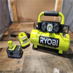 Houston Location - RYOBI 18-Volt ONE+ Cordless 1 Gal. Portable Air Compressor with 4.0 Ah LITHIUM+ High Capacity Battery and 18-Volt Charger - Appears IN NEW Condition