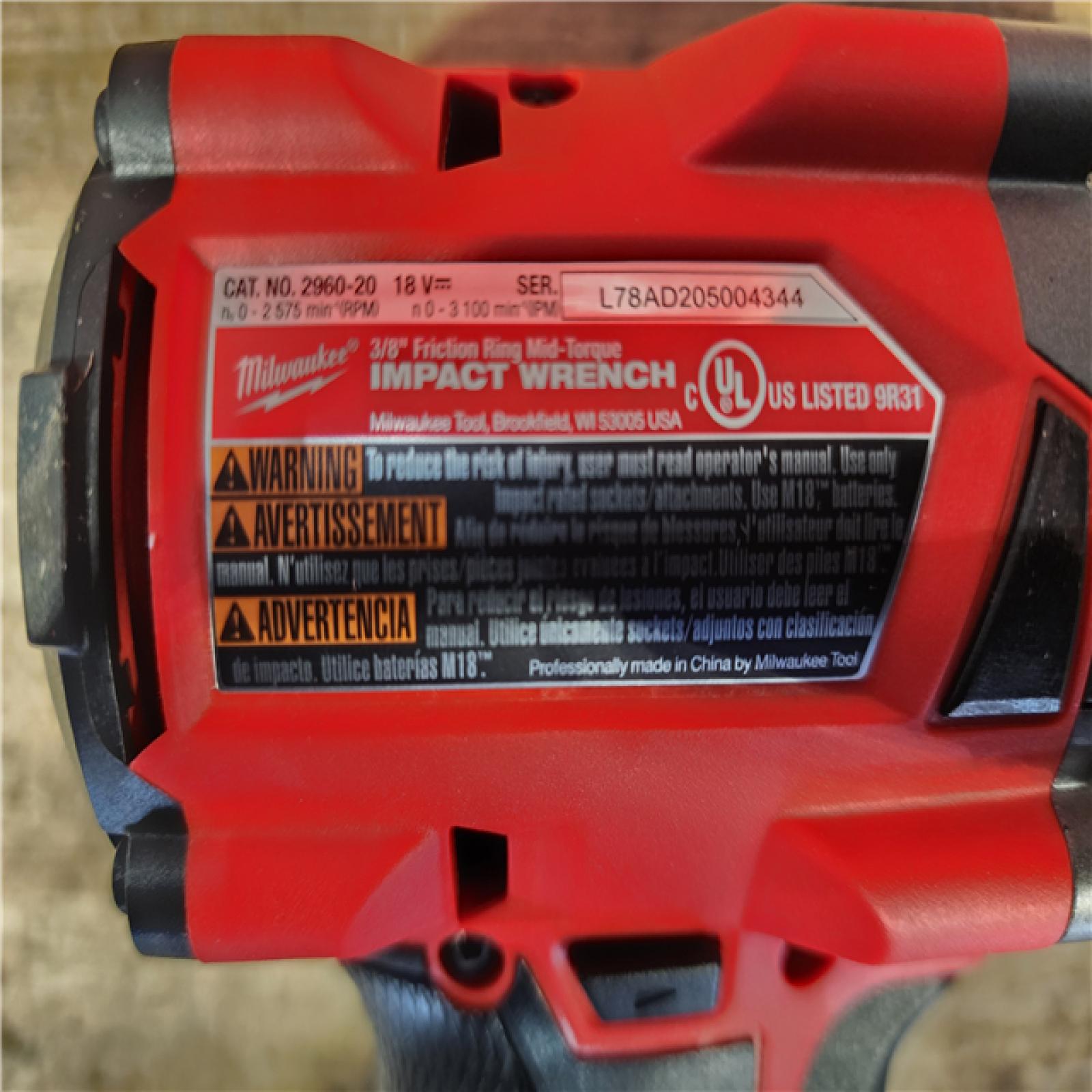 HOUSTON LOCATION - AS-IS Milwaukee FUEL GEN-2 18V Lithium-Ion Mid Torque Brushless Cordless 3/8 in. Impact Wrench with Friction Ring (Tool-Only)