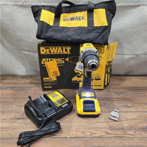 AS-IS DEWALT ATOMIC 20-Volt Lithium-Ion Cordless 1/2 in. Compact Hammer Drill with 3.0Ah Battery, Charger and Bag