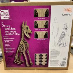 DALLAS LOCATION-  AS-IS Home Accents Holiday 5 ft. Grave & Bones Skelly's Sitting Dog with LifeEyes™ LCD Eyes H22