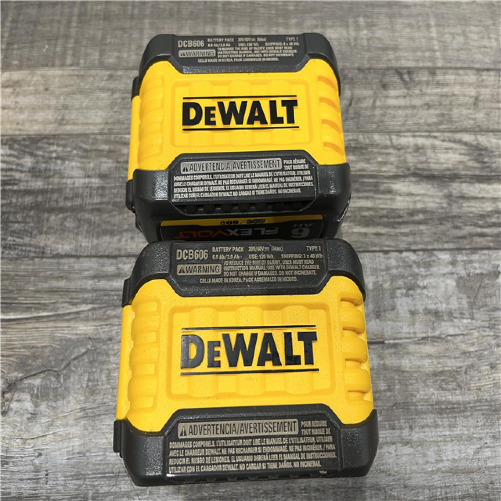 AS-IS DEWALT FLEXVOLT 20V/60V MAX Lithium-Ion 6.0Ah Battery Pack (2 Pack)