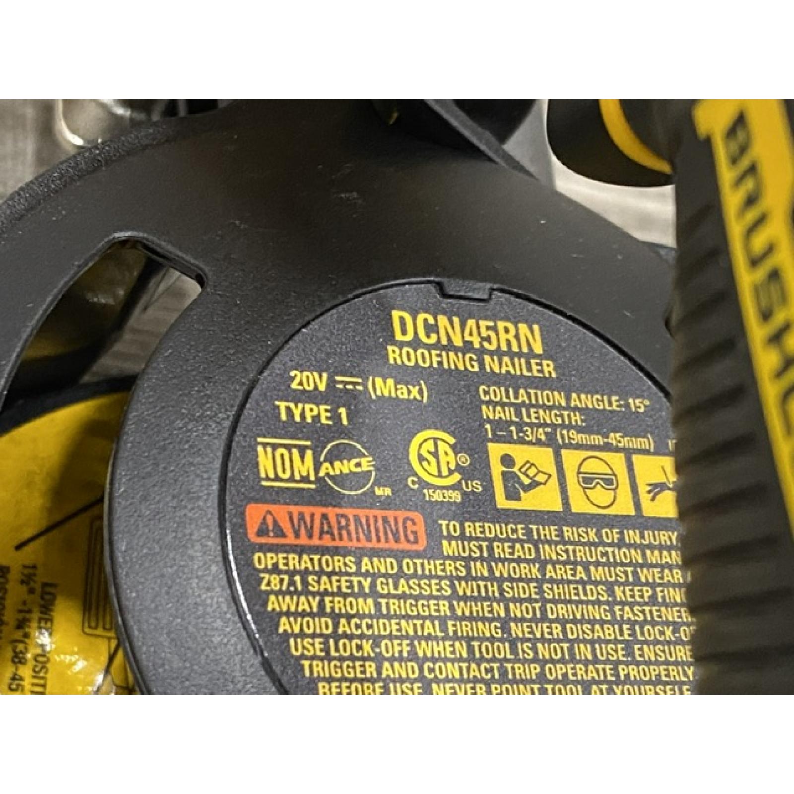 AS-IS DEWALT 20V MAX Lithium-Ion 15-Degree Electric Cordless Roofing Nailer Kit