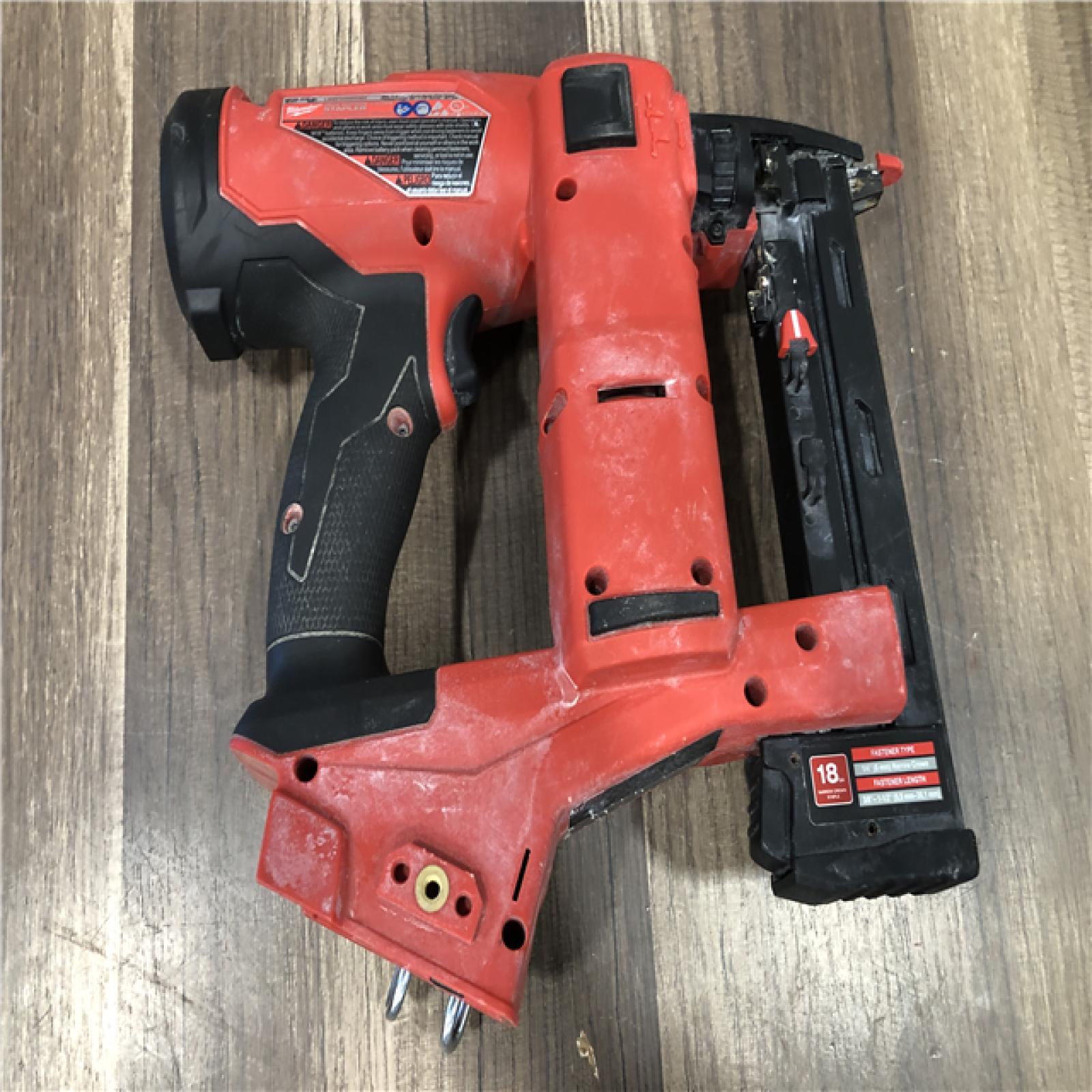 AS-IS Milwaukee FUEL 18-Volt Lithium-Ion Brushless Cordless 18-Gauge 1/4 in. Narrow Crown Stapler (Tool-Only)