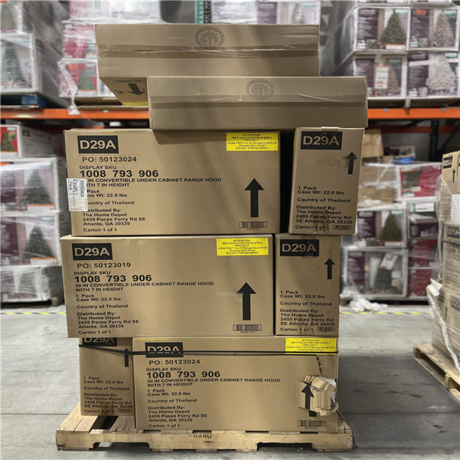 DALLAS LOCATION- 30 RANGE HOOD (DISPLAY ONLY) NO MOTOR!PALLET- (18 UNITS)